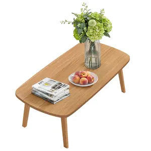 Wooden Folding Coffee Table, Bed Table, Foldable Laptop Table for Small Spaces, Low Study Table for Sitting on The Floor for Bedroom Office Apartment Dorm, 39.4x19.7in