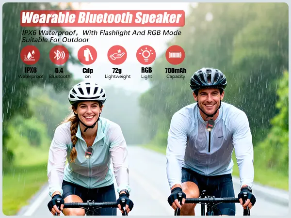 Product Introduction of GBEAST Wearable Bluetooth Speaker with RGB Lights & Flashlight IPX6 Waterproof 30-Hour Battery Life Noise Cancellation Stereo Audio for Dad or Husband, ThanksgivingCamping/ThanksgivingGifts/Christmas present 11