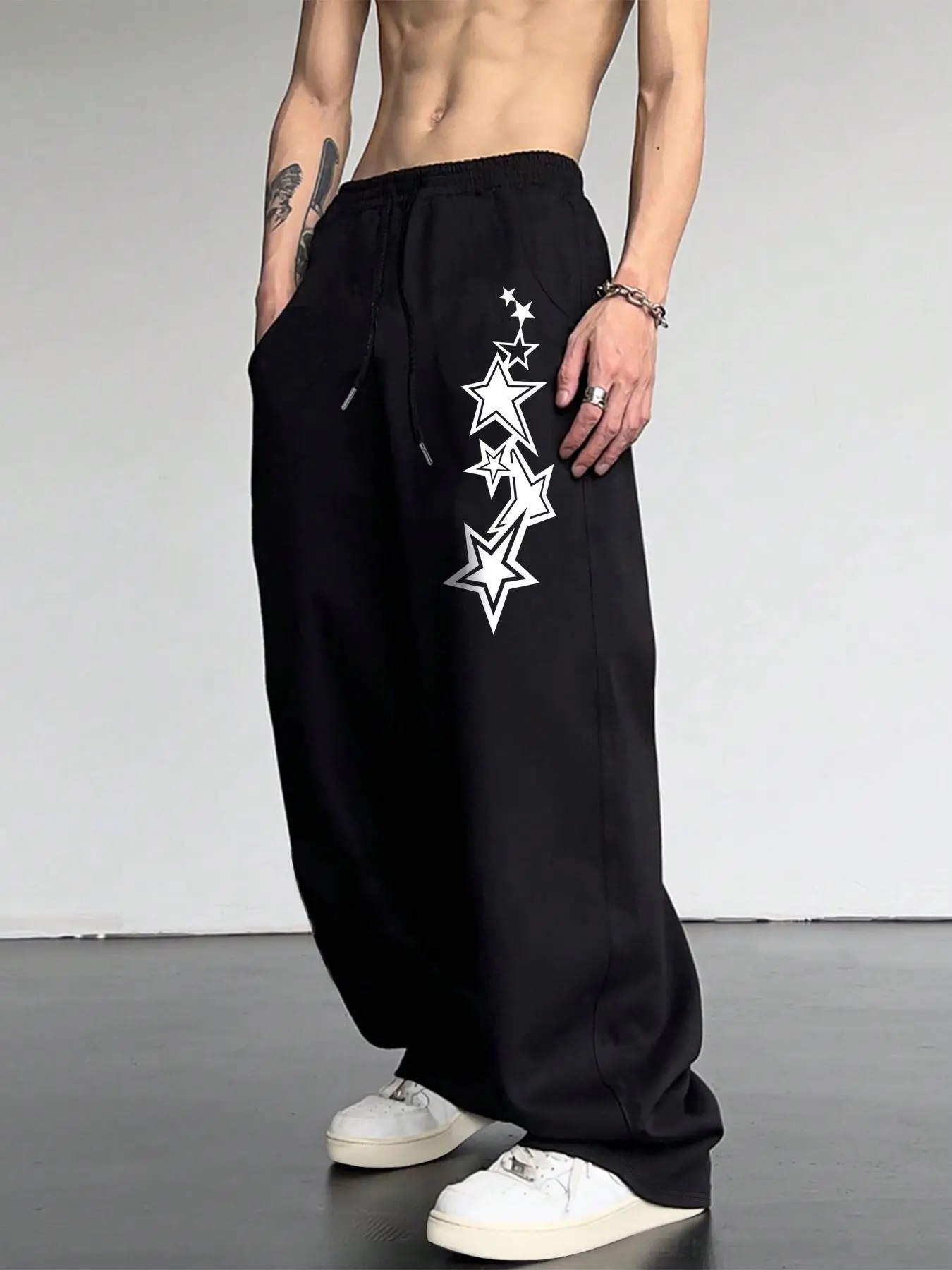 Men's Star Print Graphic Pants, Regular Fit Casual Sweatpants for Daily Wear, Men's Trousers for All Seasons, Gym Workout Clothes, Sports Casual Pants, Casual Sportswear Pants, Athleisure Pants, Sports Bottoms