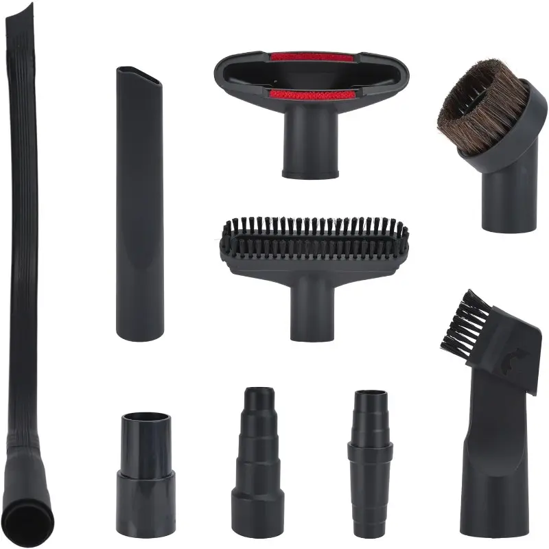 9-Pack Universal Vacuum Attachment Kit, Household Cleaning Adapter Set with 360° Rotating Soft Horsehair Brush, Dual-Function Brush, Flexible Vacuum Crevice Tool for Dryer Lint Vent, Car Detailing