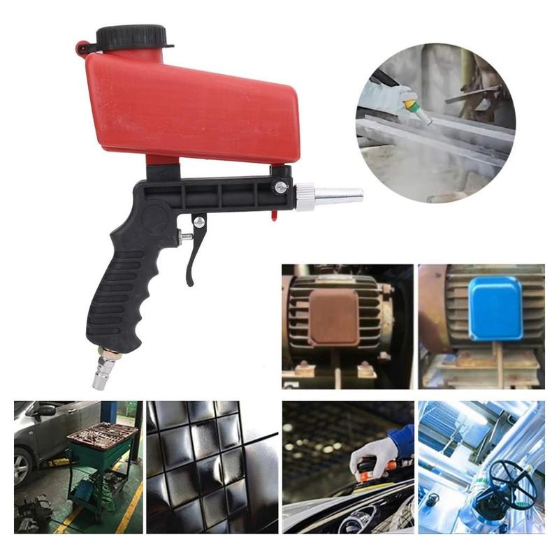 90psi Gravity Feed Sand Blaster Gun Kit - Hand Held Sand Blasting Spray Gun with 2 Nozzle Tips and Air Regulator Remove Paint, Rust, Stains, and Grime on Surfaces