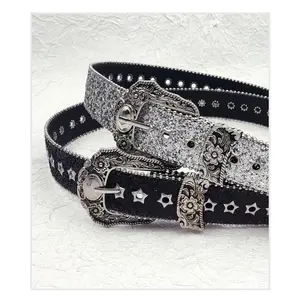 Rhinestone Decor Belt - Unisex Bling Cowgirl Diamond Studded Western Waistband, Casual Modern Waistband for Jeans