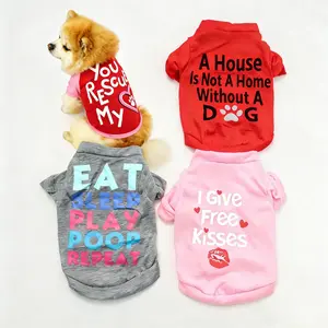 4PCS Pet Clothing Dog Spring & Summer Short Sleeve Shirts Pet Print Sleeveless Sweatshirts Soft Lightweight T-Shirts for Female Pets