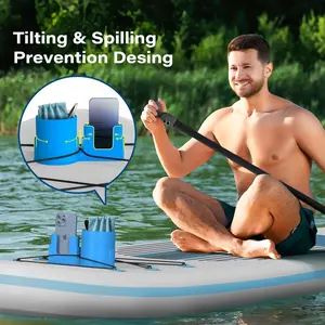 SleekHush 4-Pcs Water Sports Drink & Smartphone Holder, Secure Lanyard Mount Accessories, Tilting Design, Spill-Proof for Surfboards, Kayaks