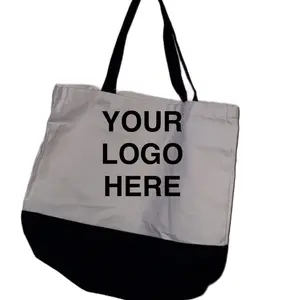 Large Reusable Canvas Tote Bags with Custom Logo Printing Your Logo Here Personalized Shopping Bag