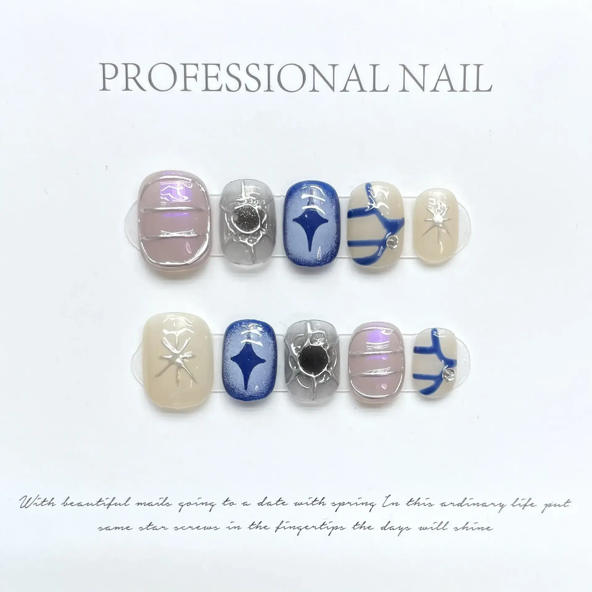 10Pcs Short Handmade Press on Nails Fake Nails Wearable Stick-on Nails False Nail Uñas Postizas Накладные Ногти Faux Ongles 네일팁