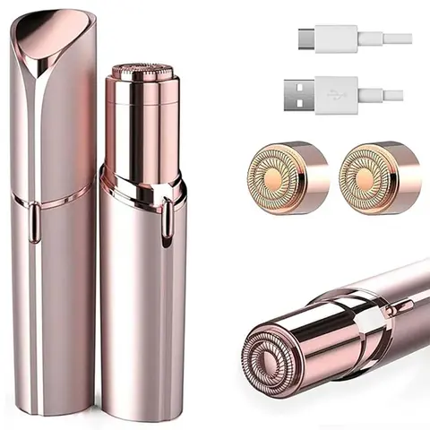 Electric Hair Removal Tool, Portable Rechargeable with 2 Replacement Heads, Double Head Shaver, Facial Hair Remover for Women, Painless Precision Cordless Dual Head Shaver, Personal Care Appliance