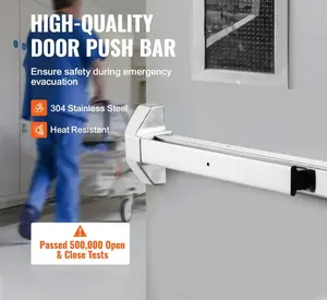 Door Push Bar Panic Exit Device, 31” Stainless Steel Commercial Emergency Exit Door Push Bar with Exterior Lever and 3 Keys, Emergency Exit Door Hardware for 30"-36" Metal Wood Door