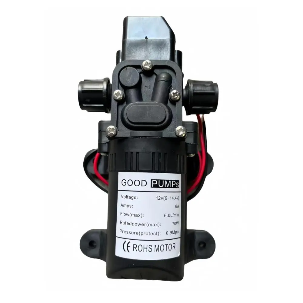 12V DC Water Pump, Self-priming Diaphragm Pump with 2 Soft Hose Clamps, Adjustable Pressure Switch & 4.5 L/min High Flow Rate Efficient Pump for ATV & Boat Application
