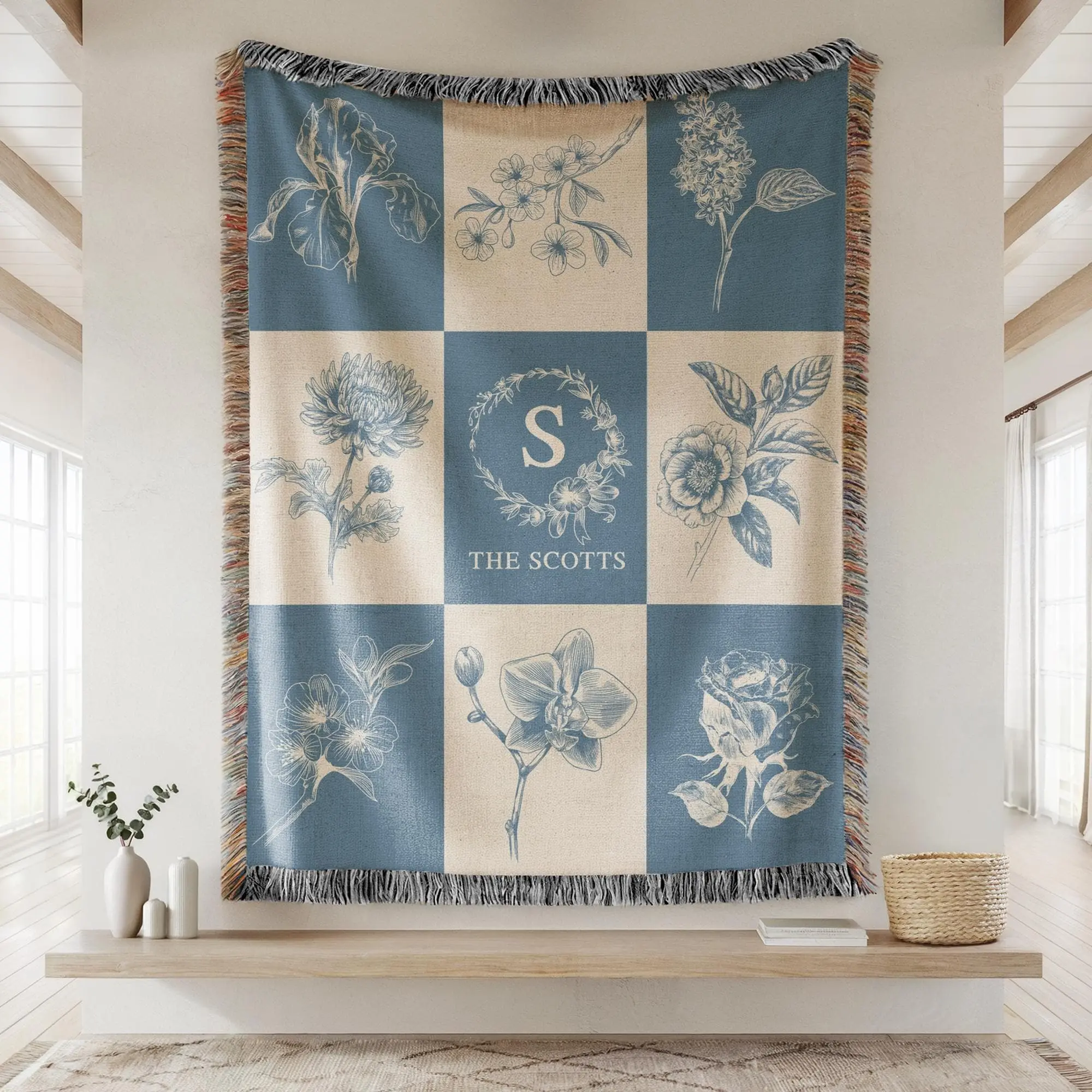 Custom Monogram Blanket - Personalized Family Name Woven Throw Blanket - Heirloom Gift - Holiday Gift for Parents or Grandparents