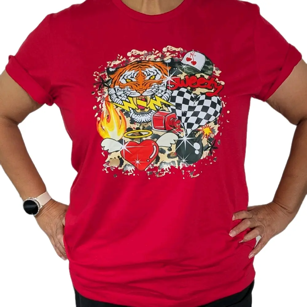 Trendy Collage DTF/ Screen print Womenswear choose your tshirt color and size. Crewneck Shortsleeve Tops unisex