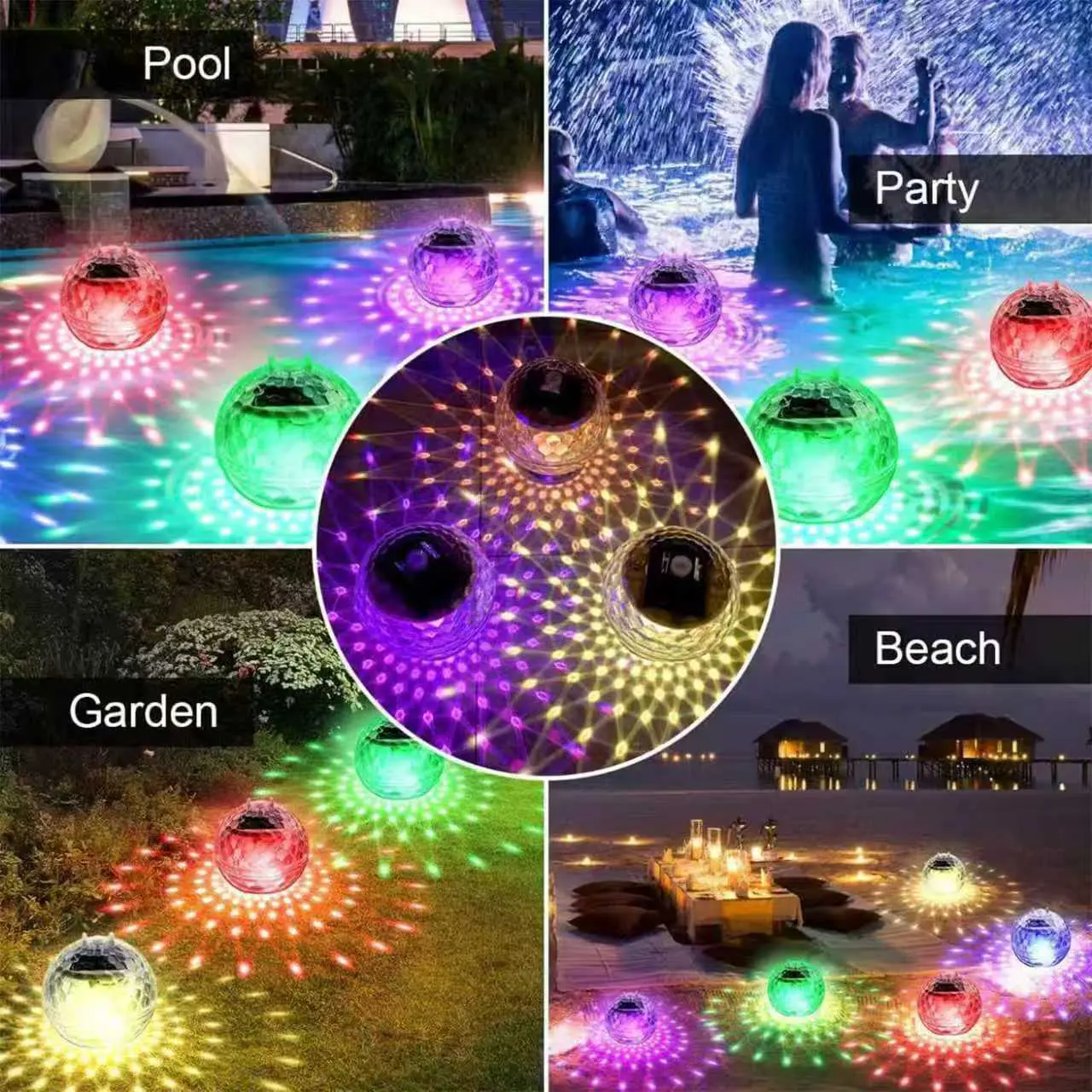 IP65 Waterproof Solar Floating Disco Pool Light - RGB LEDs Color Changing Underwater Projection Lamp, Auto-Glow Floating Light for Swimming Pool, Backyard Party Decoration