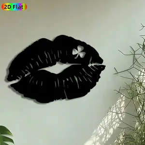 1pc Shamrock Lip Metal Wall Art, Romantic Kiss Statue Mural, Artistic Metalwork, Intricate Craftsmanship, Perfect for St Patricks Day, Valentines Day Decor, Perfect for Living Room Bedroom Bar Decor, Ideal Gift for Romantic Decor Enthusiasts.