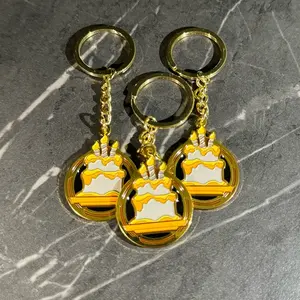 Birthday Cake Medallion Keychain - Fortnite Inspired Metal Keychain - Gift for gamers