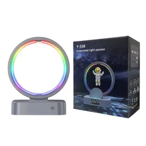 Magnetic Levitation Astronaut Bluetooth Clock Speaker Space Man Sound RGB Computer Subwoofer Ornament Birthday Gift