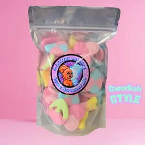 Swedish Style Candy Mix | Swedish Sweet & Sour Foam Gummies | Blue Raspberry, Watermelon, Strawberry Cream Ovals, Cotton Candy, Pink Lemonade