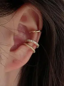 Fashionable Minimalist Ear Cuff, Artificial Gemstone Decor Ear Cuff, Stylish All-match Ear Jewelry for Women & Men for Daily & Party Decor, Trendy Jewelry, Earcuff