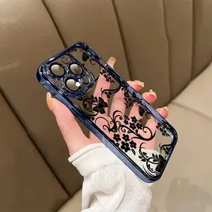 A high-quality transparent phone case with vine flower design, perfect as a birthday gift for teenagers, for iPhone 17 Air/16 Plus/15 Pro Max/14 Pro/13/12/11, protective accessory/JTDDTPU10
