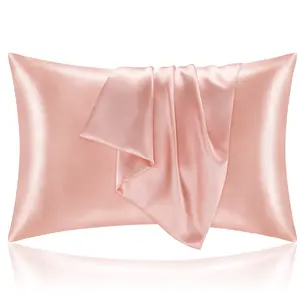 Satin Silk Pillowcase for Hair and Skin, Coral Pillow Cases Standard Size Set of 2 Pack, Super Soft Pillow Case with Envelope Closure