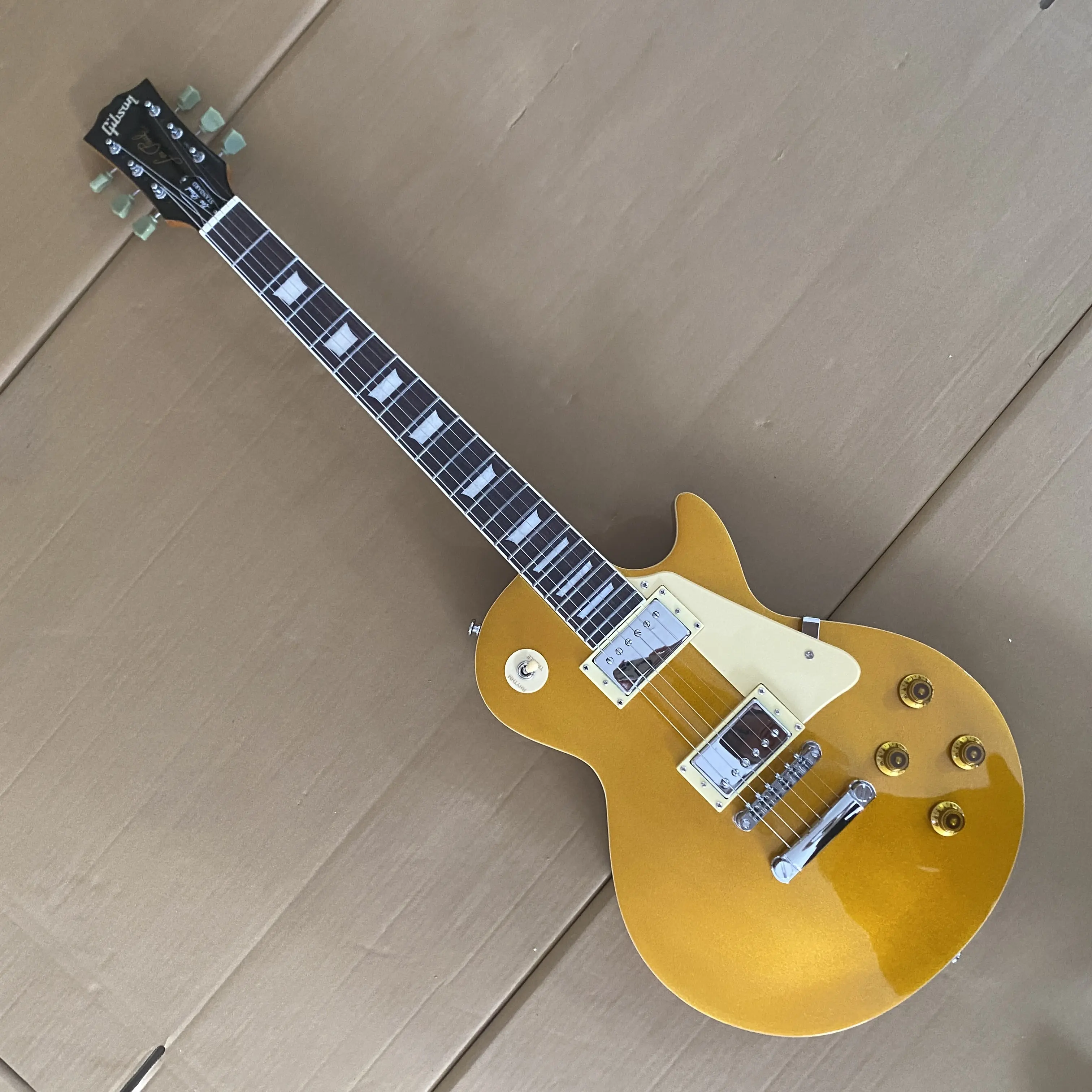 Les Paul Style Solid Body Electric Guitar - Full Size, Gold Top HH Humbucker Pickups, Balanced Tone, Versatile Playing, Great Playability for Beginner Musicians (Musical Instrument)
