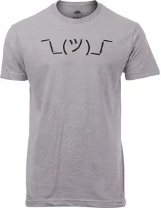 Ann Arbor T-shirt Co. ¯_(ツ_/¯ | Shrug Meme Shruggie Funny Sarcastic Joke Graphic T-Shirt for Men Women-(Adult S) Vintage Grey