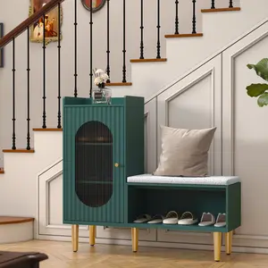 Home Decor Lovers' Multifunctional Storage Bench with Cushioned Seat, Ideal for Entryway, Living Room, Bedroom, Holds Shoes, Books, Decor, Aesthetic & Space - Saving, Durable & Stylish（