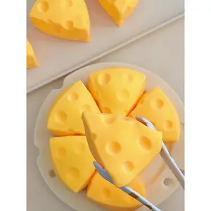 Big Cheese Slice Squishy Stress Relief Toy - Realistic Cheese Slice Design, Cute and Unique Gift, Lightweight, Durable, Fun for Relaxation