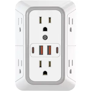 Outlet Extender Surge Protector - 6 Outlet Splitter with 4 USB Ports (2 USB C), Multiple Plug Expander Wall Charger, 3 Sided Multi Plug Wall Adapter Power Strip for Home Office Kitchen Travel