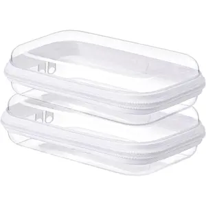 2 count Small Clear Hard Shell Plastic Zipper Case, Double Zippers Hard Clear Zipper,  for Storing Snacks Makeup Tools and Toiletries