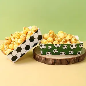 12pcs Football Party Snack Trays - White & Green Soccer Pattern, Popcorn Boxes for Sports Themed Events & Birthday Celebrations for Halloween,Christmas Event & Party Supplies Halloween&Christmas for Christmas,Newyear,Valentine,Party Events