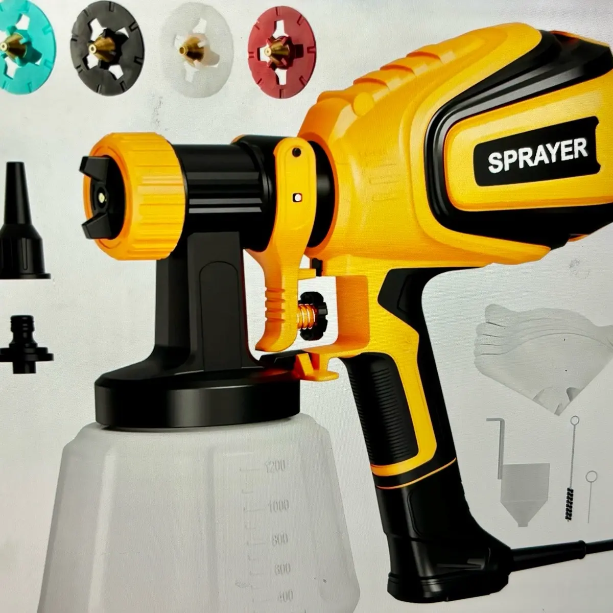 Vonforn CF803 700 HVLP Paint Sprayer with 4 Nozzles and 3 Patterns for Furniture, Cabinets, Walls, and More