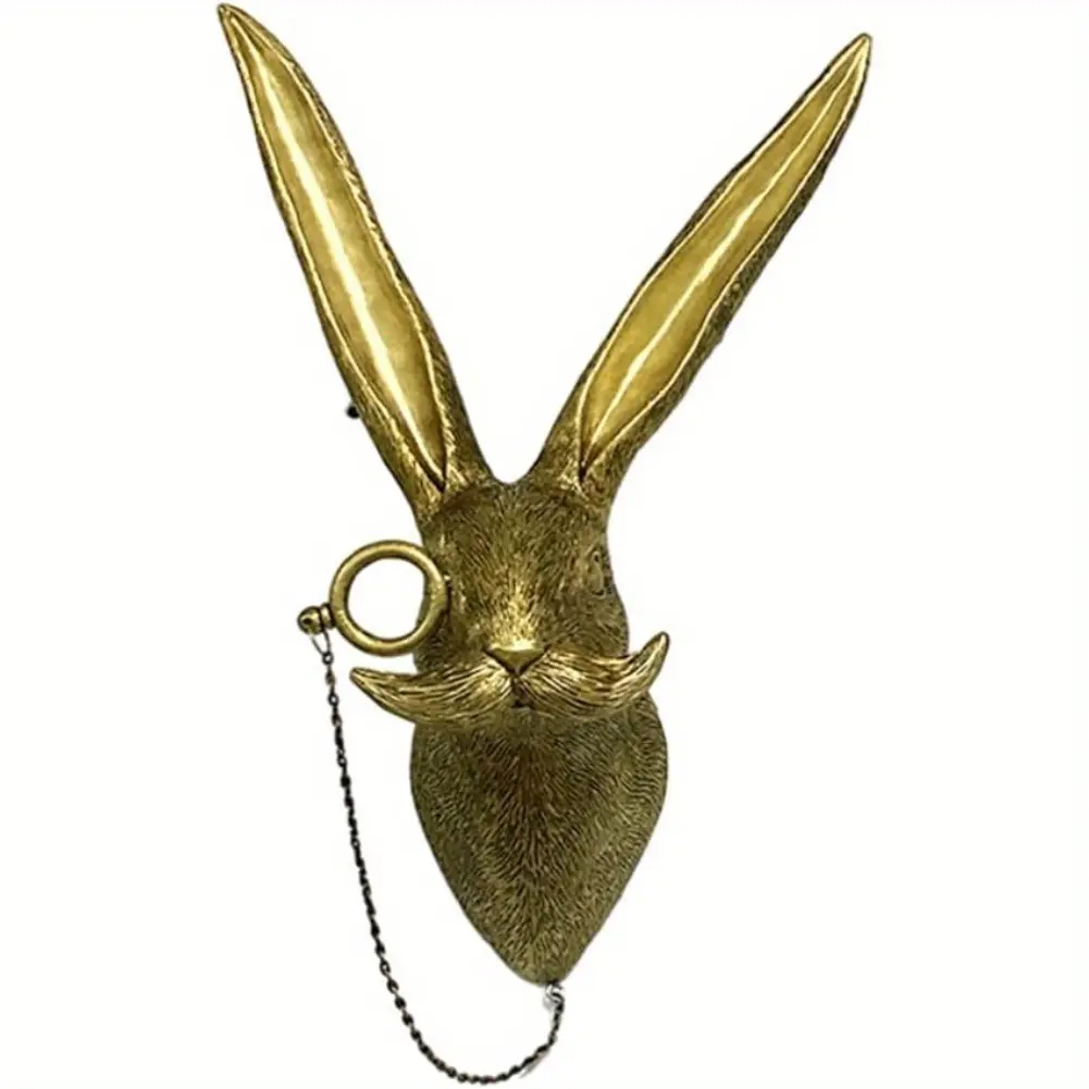 Home Decor Waterproof Bronzed Resin Animal Hanging Sculpture Sunscreen Animal Head Wall Hanging Ornaments