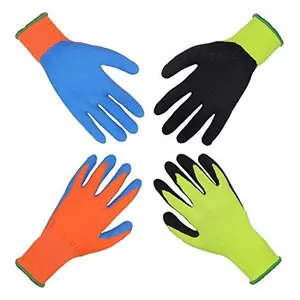 Gardening Gripper Gloves - Foam Rubber Coated Work Gloves for Girls & Boys (Size 3, 2 Pairs)