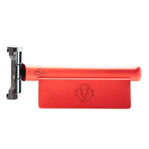 Burn The Ships X OneBlade Collab Element Safety Razor Limited Edition Burn The Ships Red Matte Aluminium Chrome Handle Precision Machined for Unmatched Consistency