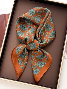 Women's Satin Bandana Print Scarf, Square Headband & Shawl, Stylish Ladies' Accessory, Versatile Neckwear for All Occasions, Scarf Head Wrap