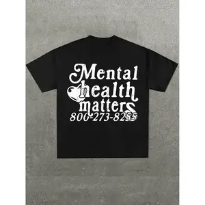 MENTAL HEALTH MATTERS Printed Short-Sleeved T-Shirt. Men's Summer Round Neck Short Sleeve T-Shirt, Fashion Printed T-Shirt