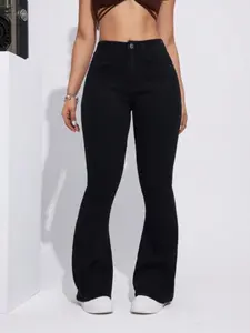 Women's High-Waisted Split Line Micro Flare Jeans, Slim Fit Denim Jeans, Perfect for Daily Commute, Casual Photography, Trendy Style