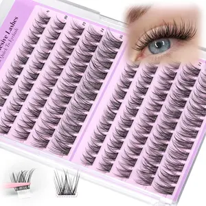 Self-Adhesive False Lashes, Fine Fiber Clusters, No Glue Needed, DIY Lash Extensions, 8-16mm Pre-Stuck, Natural C-Curl, Single Strand, Beginner Friendly