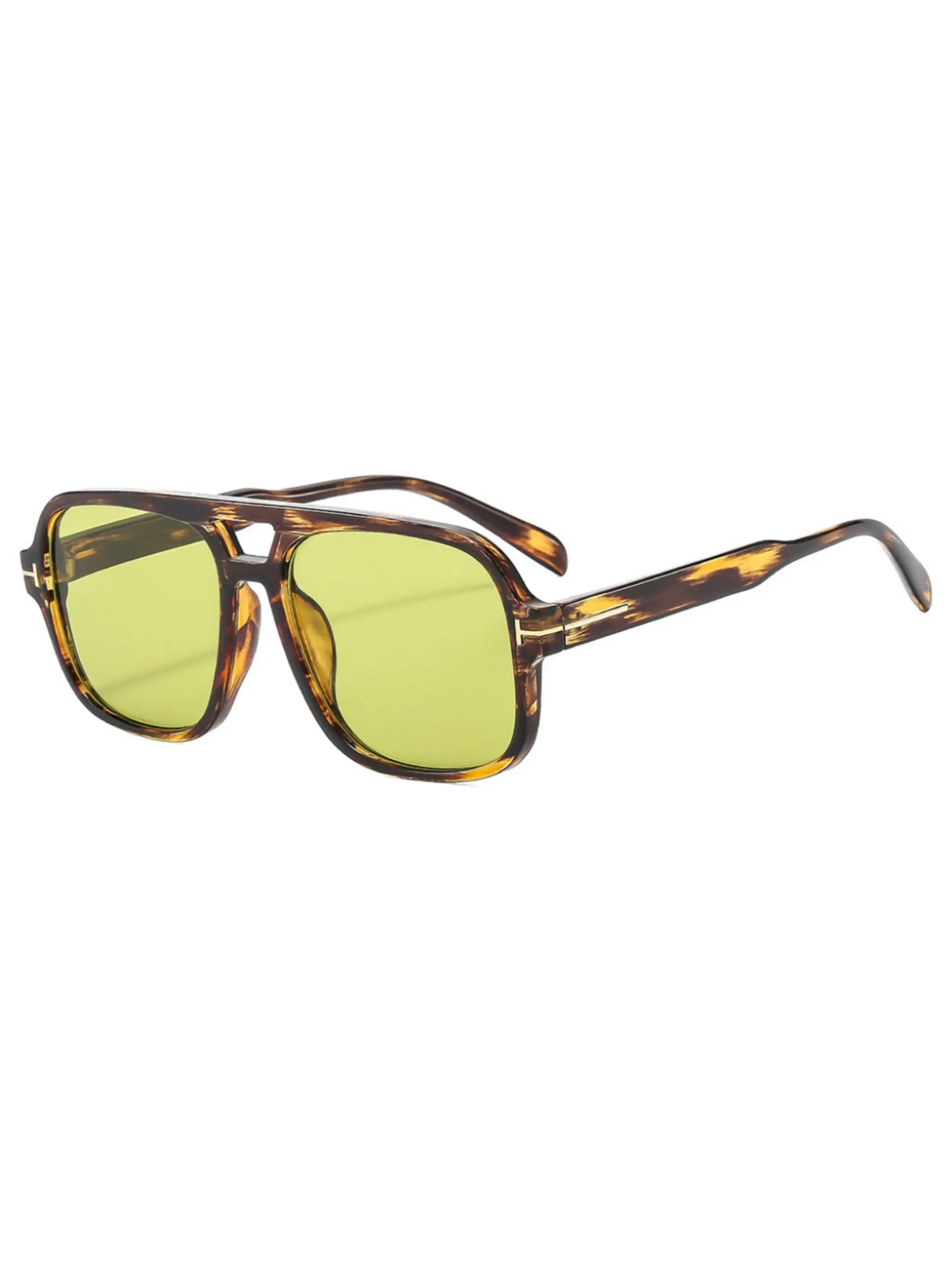 Vintage Pilot Square Sunglasses Decorative Lenses Unisex Leopard Pattern 70s Classic Design, Daily Commute Streetwear, Vacation Accessory, Retro Fashion Style