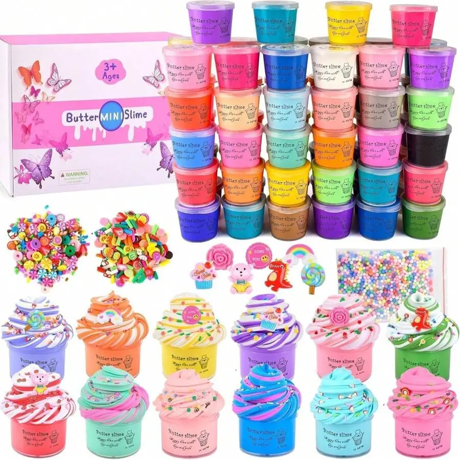 64-Pack Mini Butter Slime, Easter Party Favors For Kids, Classroom Exchange Sensory Toys