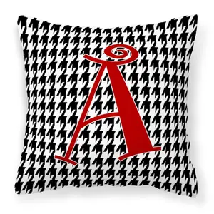 212 MAIN Black & White Houndstooth Pattern Decorative Pillow, Letter A Monogram Fabric Cushion for Home Textile Soft Furnishings