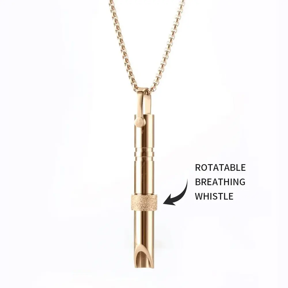 Whistle Titanium Steel Accessories Mindfulness Pendant Necklace Regulating Breathing Relaxation Tube Pendant Jewelry