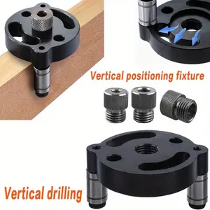 Vertical Doweling Jig 6-8-10mm Woodworking Hole Puncher, Self-Centering Drill Guide Locator, Metal & Aluminum DIY Furniture Connection Tool, No Electricity Needed