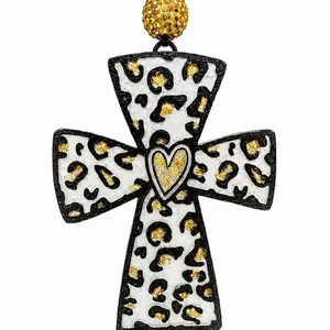 Leopard Print Cross Car Freshie | Long-Lasting Scented Car Air Freshener | Western Christian Car Charm