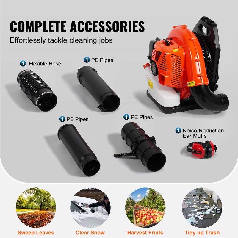 VEVOR Backpack Gas Leaf Blower, 3 Sizes (79CC/62CC/52CC), 2-Cycle Gas Powered Blower with 3L Fuel Tank, Ideal for Lawn Care