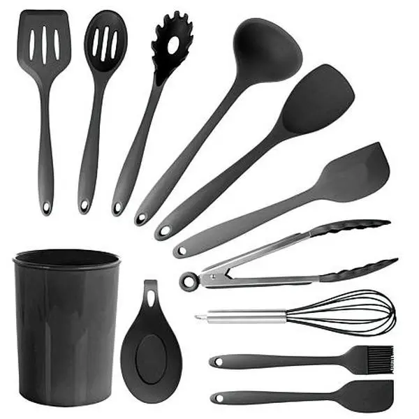 MegaChef Black Silicone Cooking Utensils, Set of 12 MegaChef Black Silicone Cooking Utensils, Set of 12