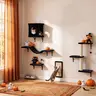 5-Piece Wall-Mounted Cat Climbing Set – Cozy Cat House, Scratching Board, Cat Tree, Hammock & Jumping Platform, Halloween Cat Furniture
