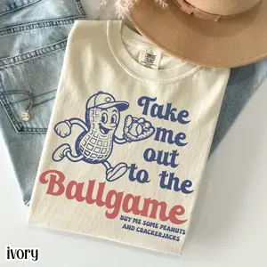 Baseball Comfort Colors Shirt Funny Baseball Mom Softball Peanut Mascot Tee Retro Ballpark Game Day Fan TShirt Vintage Sports T-Shirt