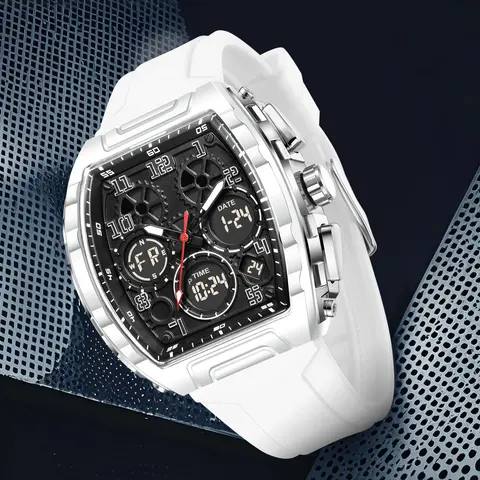 【Black Friday】FOXBOX Sporty Dual Display Watch for Men & Women, Analog & Digital Wristwatch, Quartz Movement, Perfect Gift for All Seasons