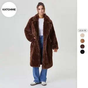 Luxe Plush Lapel Midi Teddy Coat